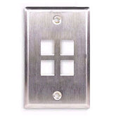 ICC IC107SF4SS Flush Mount Single Gang Stainless Steel Faceplate-4 Port